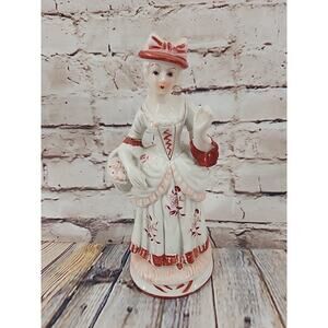 Vintage 1960s Florence Ceramics Figurine White Floral Dress Vintage 8"H